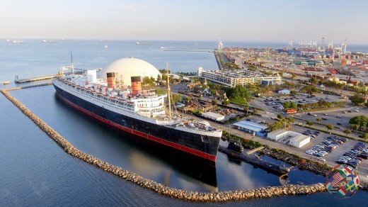 Queen Mary постоянно пришвартована в Лонг-Бич, Калифорния.